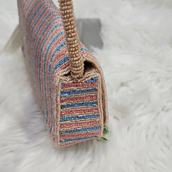 🔹️Made In india🔹️ Viral Floral Colorful Striped Beaded Fringe Shoulder Bag - Picture 9 of 10